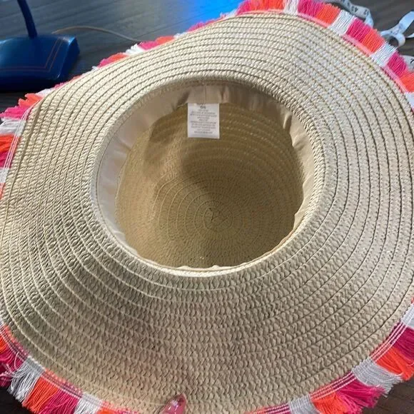 Boho Fringe in Bright Colors Straw Beach Hat - Picture 5 of 9